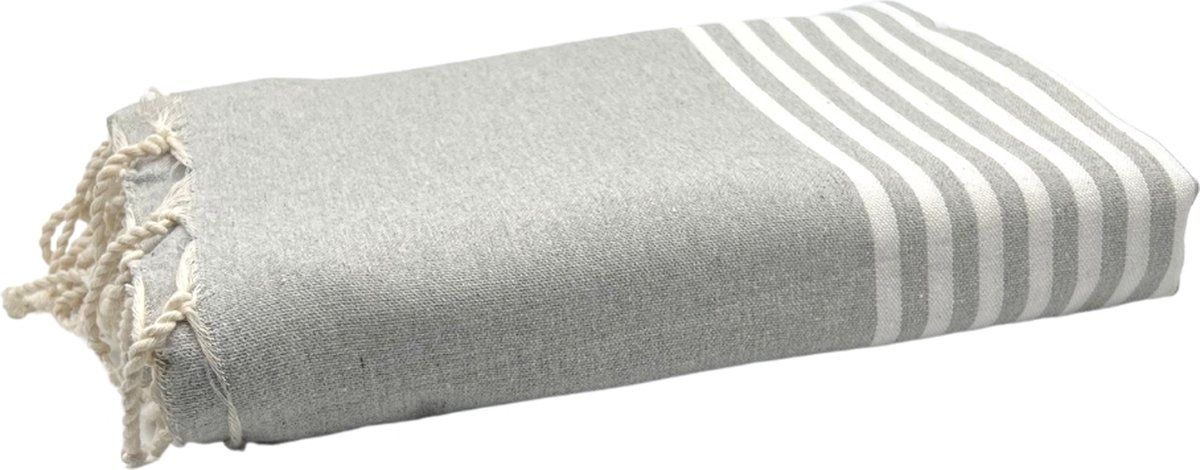 Foutas - strandlaken - hamamdoek - XXL Arthur "Gris Calcé" - grijs - 300 cm op 200 cm