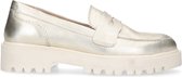 Manfield - Dames - Goudkleurige leren loafers met grove zool - Maat 39