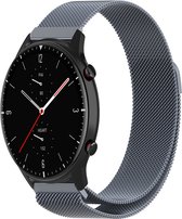 Milanees Smartwatch bandje - Geschikt voor Strap-it Amazfit GTR 2 Milanese band - space grey - GTR 2 - 22mm - Strap-it Horlogeband / Polsband / Armband