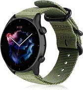 Nylon Smartwatch bandje - Geschikt voor  Amazfit GTR 3 - Pro nylon gesp band - groen - GTR 3 & GTR 3 Pro - Strap-it Horlogeband / Polsband / Armband