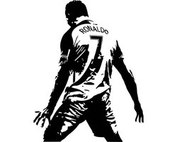 Cristiano Ronaldo Muursticker - Topcadeaus - Cadeau - Poster - - zwart wit