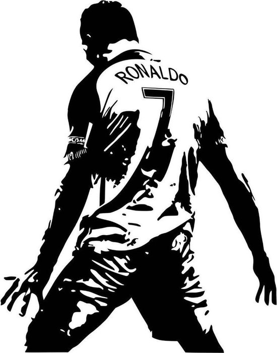 Muursticker - Topcadeaus - Cadeau - Poster - Cristiano Ronaldo - zwart wit