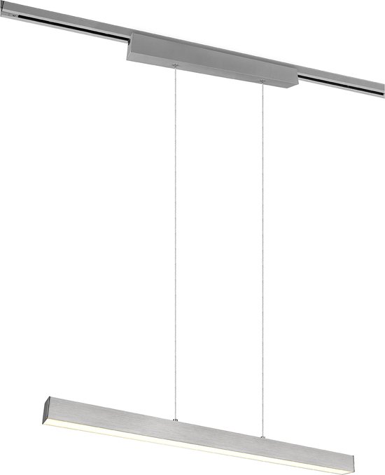 LED Railverlichting - Hanglamp - Trion Dual Parola Up and Down - 2 Fase - 29W - Warm Wit 3000K - Dimbaar - Rechthoek - Mat Nikkel - Aluminium