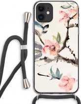 Case Company® - iPhone 11 hoesje met Koord - Japanse bloemen - Telefoonhoesje met Zwart Koord - Extra Bescherming aan alle Kanten en Over de Schermrand