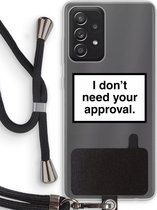 Case Company® - Samsung Galaxy A52 hoesje met Koord - Don't need approval - Telefoonhoesje met Zwart Koord - Bescherming aan alle Kanten en Over de Schermrand