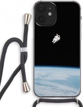 Case Company® - iPhone 12 mini hoesje met Koord - Alone in Space - Telefoonhoesje met Zwart Koord - Extra Bescherming aan alle Kanten en Over de Schermrand