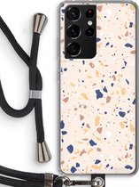 Case Company® - Samsung Galaxy S21 Ultra hoesje met Koord - Terrazzo N°23 - Telefoonhoesje met Zwart Koord - Bescherming aan alle Kanten en Over de Schermrand