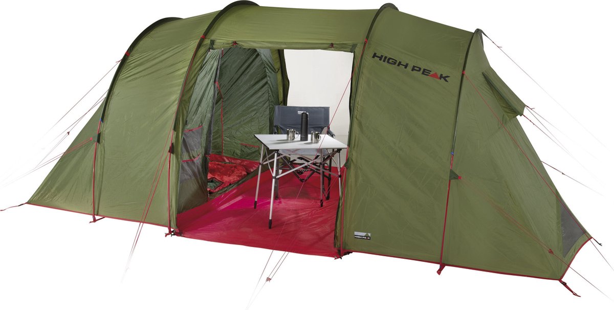 High Peak 4 personen lichtgewicht familie-tunneltent Goose 4 LW, stahoogte, hoogwaardige aluminium stokken, windstabiel, 3000 mm waterdicht, slechts 8,2 kg, 2 gescheiden slaapcabines, leefruimte met 2 ingangen, uitneembaar kuipgrondzeil