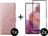 Samsung S22 Hoesje - Samsung Galaxy S22 hoesje bookcase rose goud wallet case portemonnee hoes cover hoesjes - Full Cover - 2x Samsung S22 screenprotector