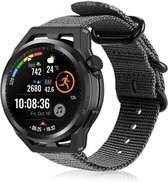 Nylon Smartwatch bandje - Geschikt voor Strap-it Huawei Watch GT Runner nylon gesp band - zwart - GT Runner - 22mm - Strap-it Horlogeband / Polsband / Armband