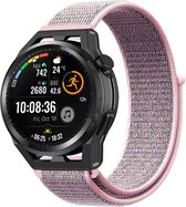 Nylon Smartwatch bandje - Geschikt voor Strap-it Huawei Watch GT Runner nylon band - pink sand - GT Runner - 22mm - Strap-it Horlogeband / Polsband / Armband
