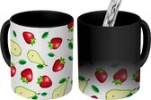 Magische Mok - Foto op Warmte Mokken - Koffiemok - Peer - Aardbei - Patronen - Zomer - Magic Mok - Beker - 350 ML - Theemok