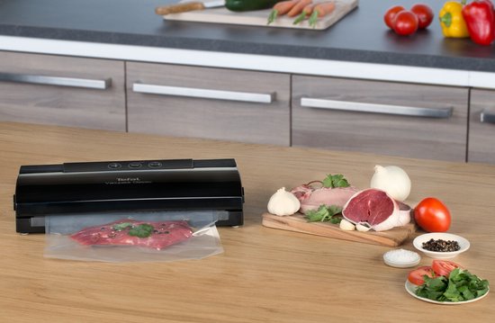 Tefal Vacupack Classic – Machine Sous Vide 18 Sachets Inclus – Conserve Jusqu'à 8x Plus Longtemps, 3 Boutons, Rangement Vertical