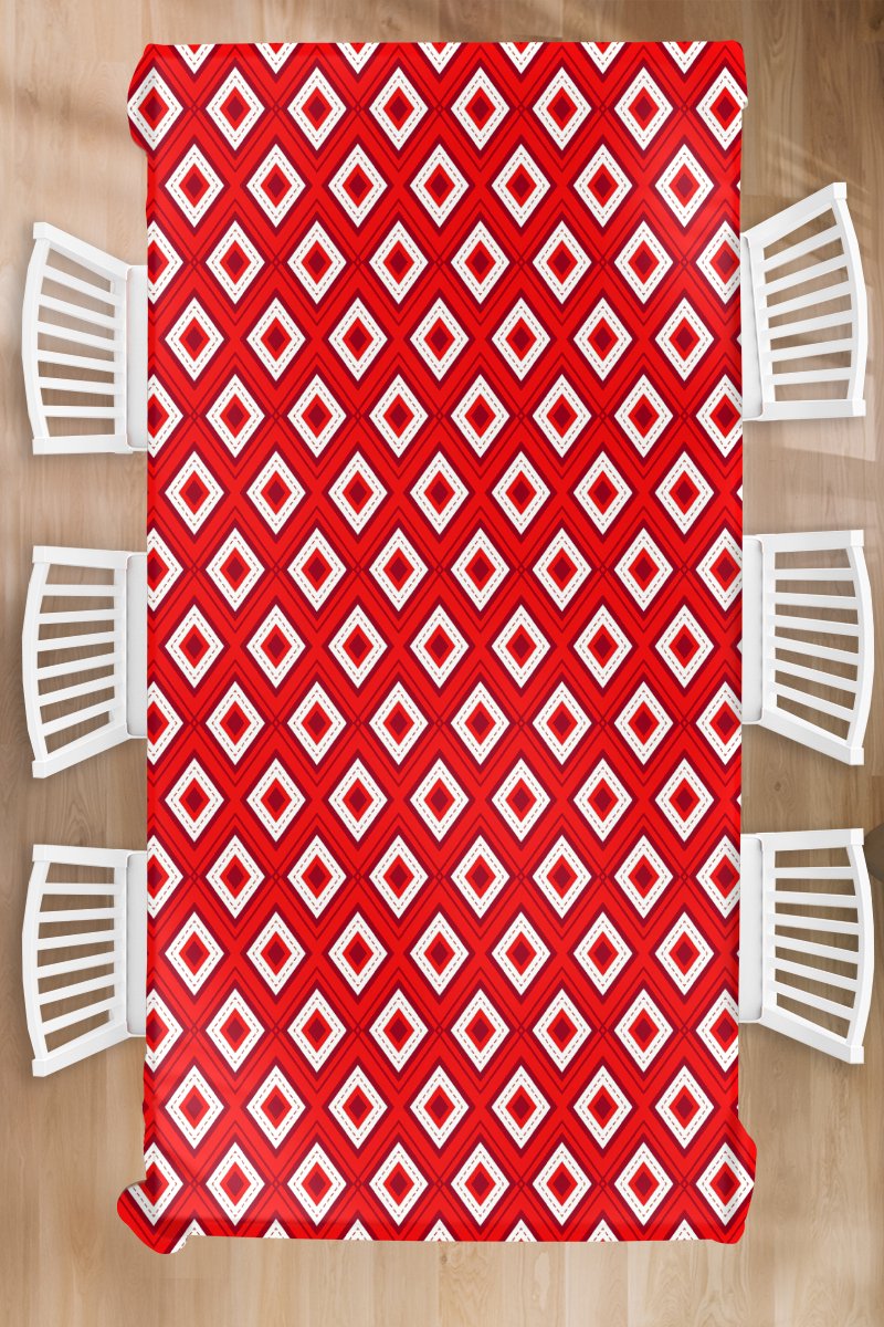 Kerst Tafelkleed - Kerstmis Decoratie - Tafellaken - Kerst - Patronen - Ruit - Rood - 150x300 cm - Kerstmis Versiering - Tafeldecoratie Kerstmis - Kerstdecoratie tafel - Tafelversiering
