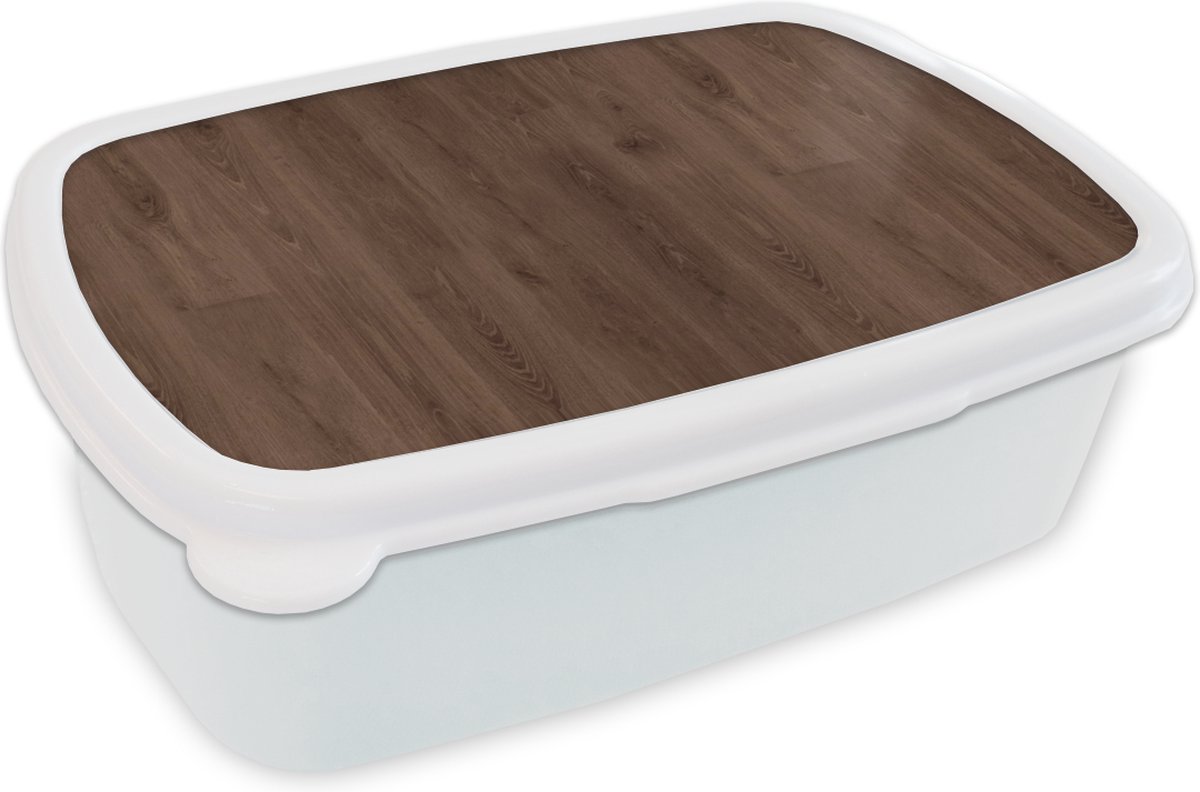 Broodtrommel Wit - Lunchbox - Brooddoos - Bruin - Patronen - Hout - 18x12x6 cm - Volwassenen