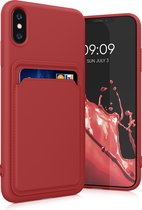 kwmobile telefoonhoesje geschikt voor Apple iPhone XS - Hoesje met pasjeshouder - TPU case in rood