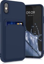 kwmobile telefoonhoesje geschikt voor Apple iPhone X - Hoesje met pasjeshouder - TPU case in donkerblauw