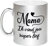 Mama ik vind jou super lief cadeau koffiemok / theebeker zilver - Cadeau mok / Moederdag