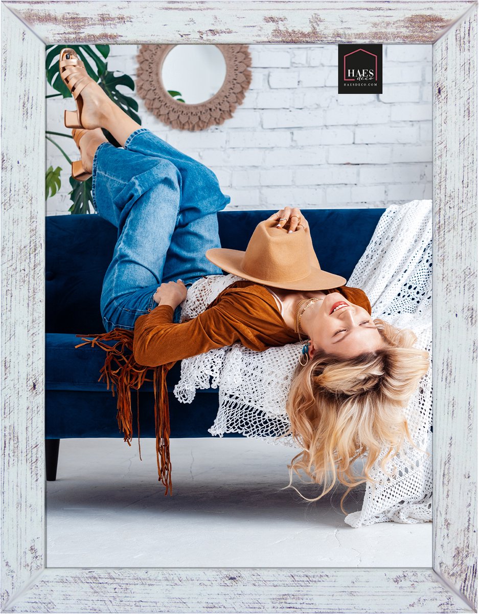 HAES deco Houten fotolijst Avignon wit / bruin voor 1 foto formaat 10x15 - SP14715 Wit/Bruin