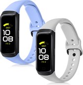 kwmobile 2x armband geschikt voor Samsung Galaxy Fit (SM-R370) - Bandjes voor fitnesstracker in lichtblauw / grijs
