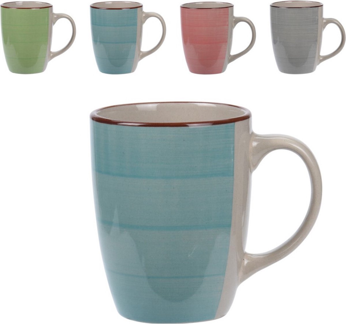 Excellent Houseware Koffiekopjes - 4 stuks - multi-kleur - 270 ml - Excellent Houseware