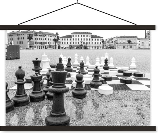 Affiche scolaire - Grand jeu d'échecs sur un carré - noir et blanc - 90x60  cm - Lattes... | bol