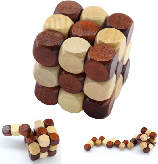 Afbeelding van het spel Puzzel kubus houten Cube denkpuzzel