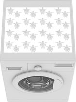 Wasmachine beschermer mat - Geïllustreerd patroon met schildpadden - zwart wit - Breedte 55 cm x hoogte 45 cm