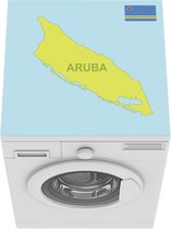 Wasmachine beschermer mat - een kaart van Aruba in de Caribische Zee - Breedte 60 cm x hoogte 60 cm