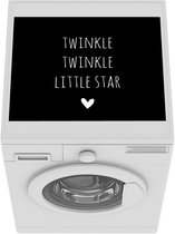Wasmachine beschermer mat - Engelse quote Twinkle twinkle little star met een hartje zwarte achtergrond - Breedte 55 cm x hoogte 45 cm