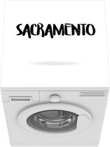 Wasmachine beschermer mat - Zwart-wit illustratie van de stadsnaam Sacramento - Breedte 60 cm x hoogte 60 cm