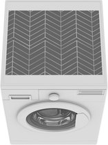 Wasmachine beschermer mat - Lijnen - Patroon - Zwart - Wit - Breedte 55 cm x hoogte 45 cm