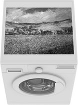 Wasmachine beschermer mat - Poppy fields, outskirts of Giverny in zwart wit - Schilderij van Claude Monet - Breedte 55 cm x hoogte 45 cm