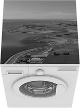 Wasmachine beschermer mat - Waddenzee - Zwart - Wit - Texel - Breedte 60 cm x hoogte 60 cm