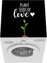Wasmachine beschermer mat - Plant seeds of love op een zwarte achtergrond - Breedte 60 cm x hoogte 60 cm