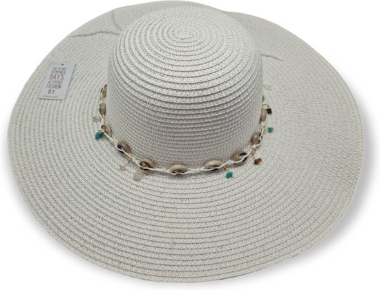 Antonio Elegante Zonnehoed Dames – Zomerse strand hoed met franjes - Wit