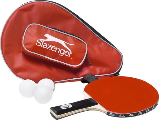 Foto: Slazenger tafeltennis pingpong batje met 3 ballen in opbergtas pingpong spelen tafeltennissen recreatief sportief buitenspeelgoed voor kinderen en volwassenen