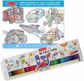 Teken/kleur boek met 50 paginas van voertuigen met 50 Bruynzeel viltstiften - Jongens cadeau