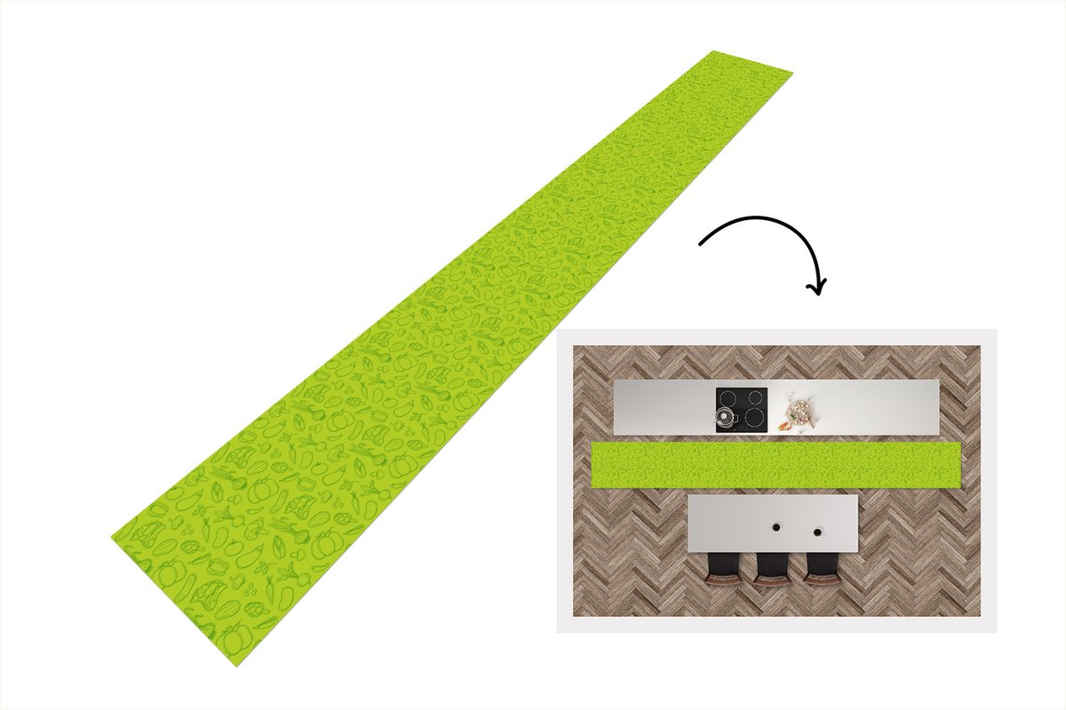 KitchenYeah Keukenloper - Keukenmat - Groente - Vegan - Groen - Design - Keuken vloerkleed, foto 2