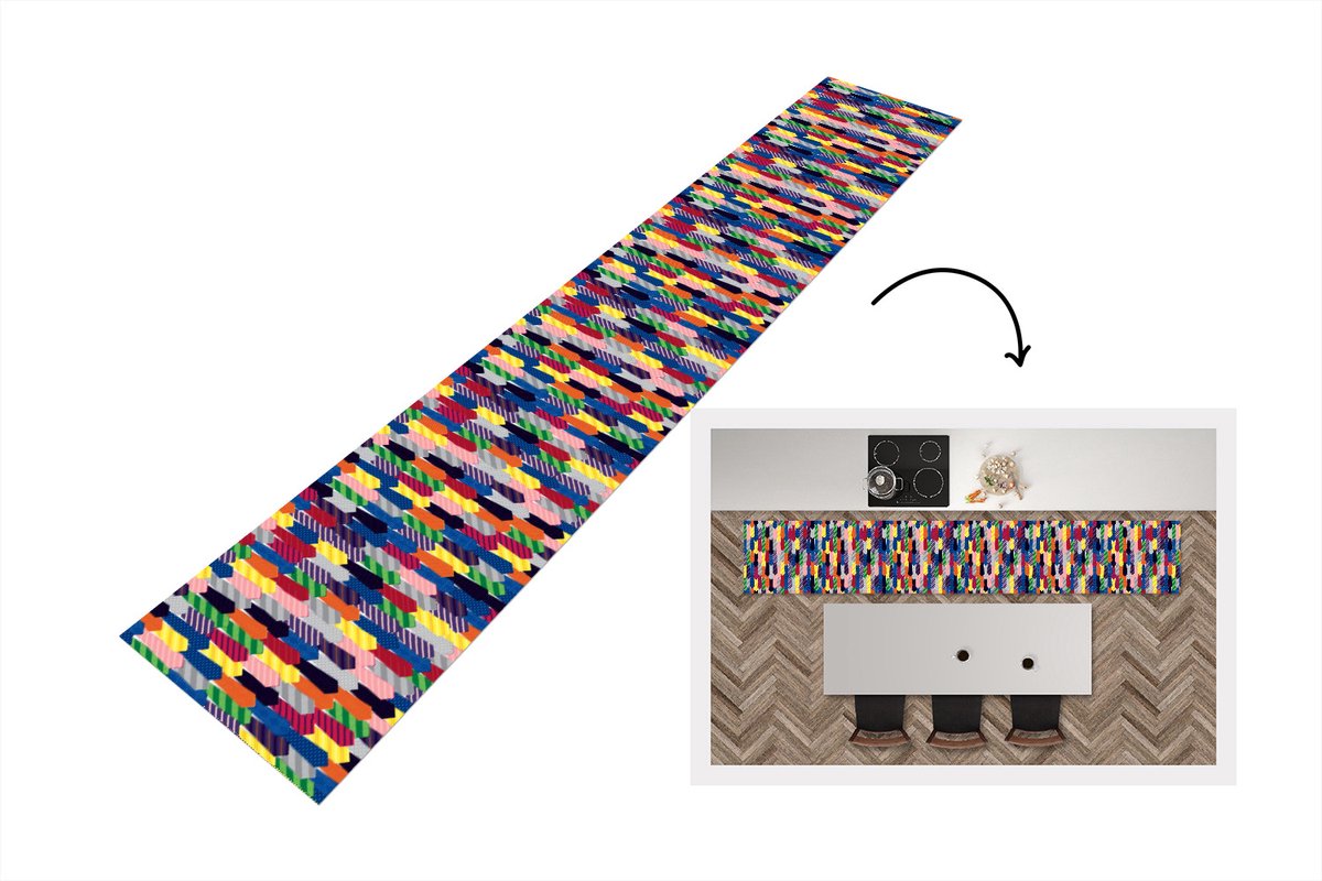 KitchenYeah Keukenloper - Keukenmat - Stropdas - Regenboog - Patronen - Keuken vloerkleed Multicolor