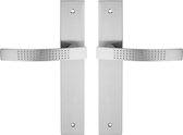 INSPIRE - 2 deurbeslag LOUNA - lange platenset zonder sleutelgat - hartafstand 195 mm - aluminium - mat grijs - DIN-norm