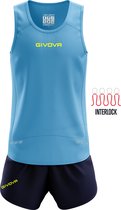 Sport kledingset Running/Hardlopen/ Fitness, Givova Kit New York KITA07,Turquoise/Navy blauw, maat XL