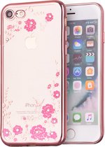 Peachy Rosé goud roze bloemen iPhone 7 8 SE 2020 SE 2022 TPU hoesje case cover