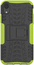 Peachy Shockproof Autoband hoesje TPU iPhone XR Case met Standaard - Groen