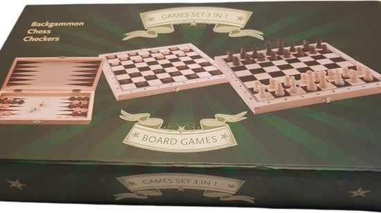 Afbeelding van het spel Free & Easy - 3 in 1 games set - Schaken - Dammen - Backgammon - Houten speelset  - FSC keurmerk verantwoorde materialen