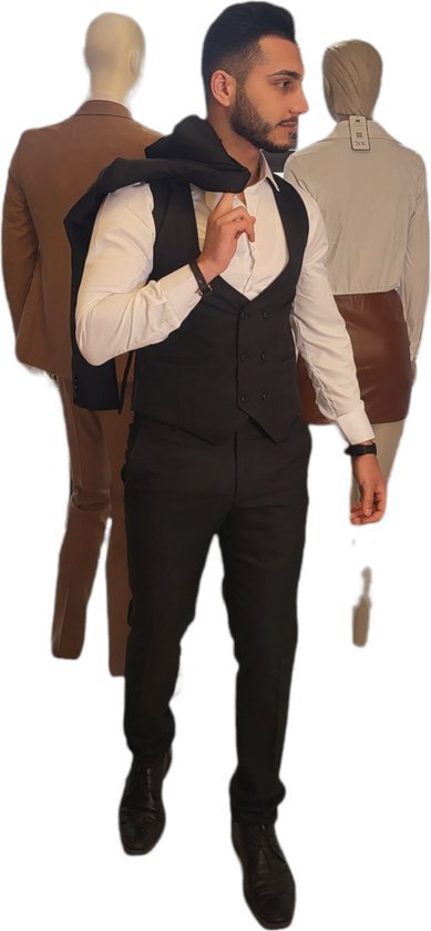 Heren Pak Casual Effe - kostuum mannen - Driedelige casual - 3 delig Suit -... | bol.com