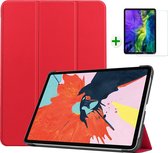 Case2go - Tablet Hoes & Screenprotector voor Apple iPad Air 2022 - 10.9 inch - Tri-Fold Book Case - Met Auto Sleep/Wake functie - Rood