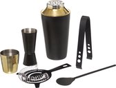 Cocktail shaker set de luxe kleur zwart en goud 5 - delig - Giftset