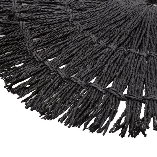 Ronde placemat raffia zwart 38 cm Tafel onderleggers bol
