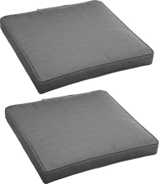 Set Van 4x Stuks Stoelkussens Voor Binnen En Buiten/tuin Stoelen In De Kleur Grijs 40 X 40 X 4 Cm Water En Uv Bestendig